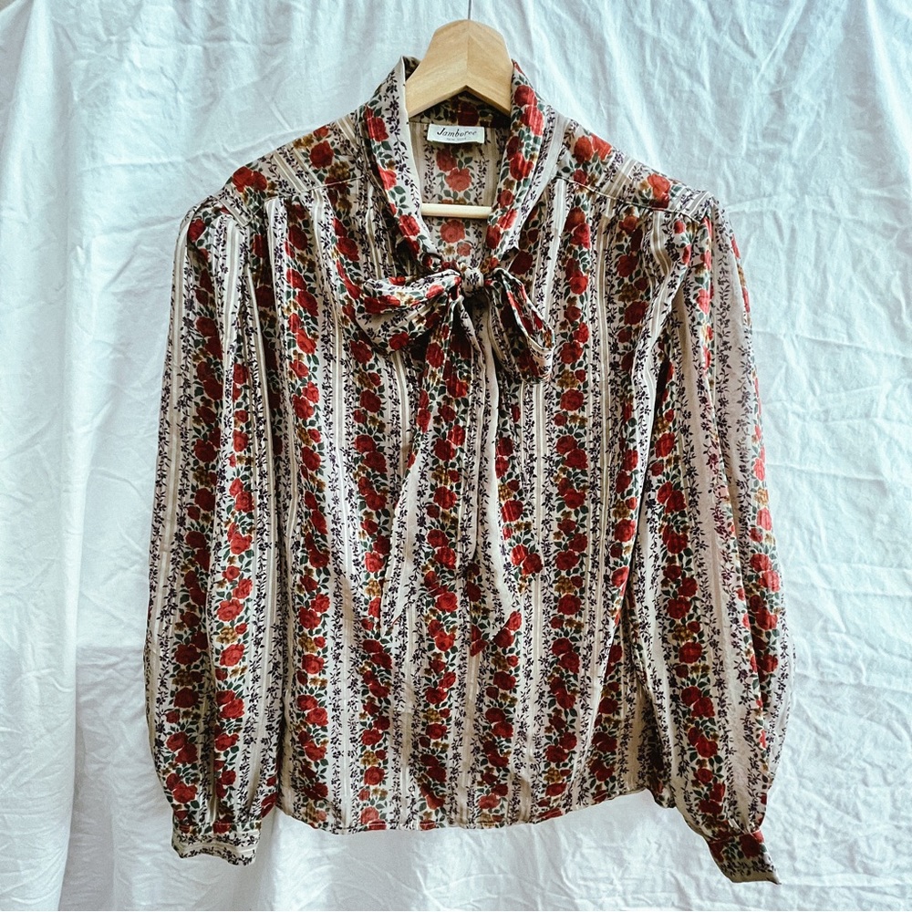 vintage 70s pussy bow blouse